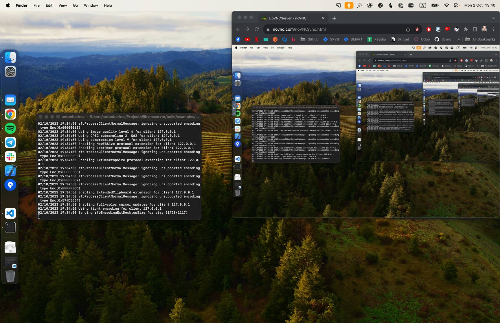 Example VNC server in action