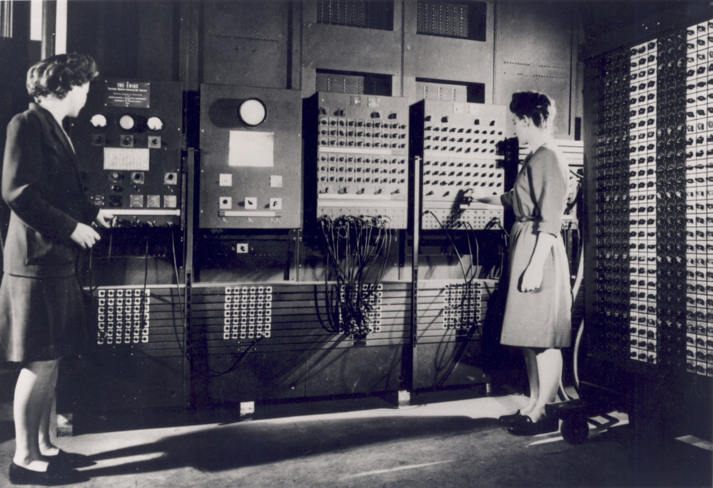 Two programmers operating the ENIAC computer, 1940s